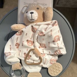 White and Brown Plush Teddy Bear and Teething Toy